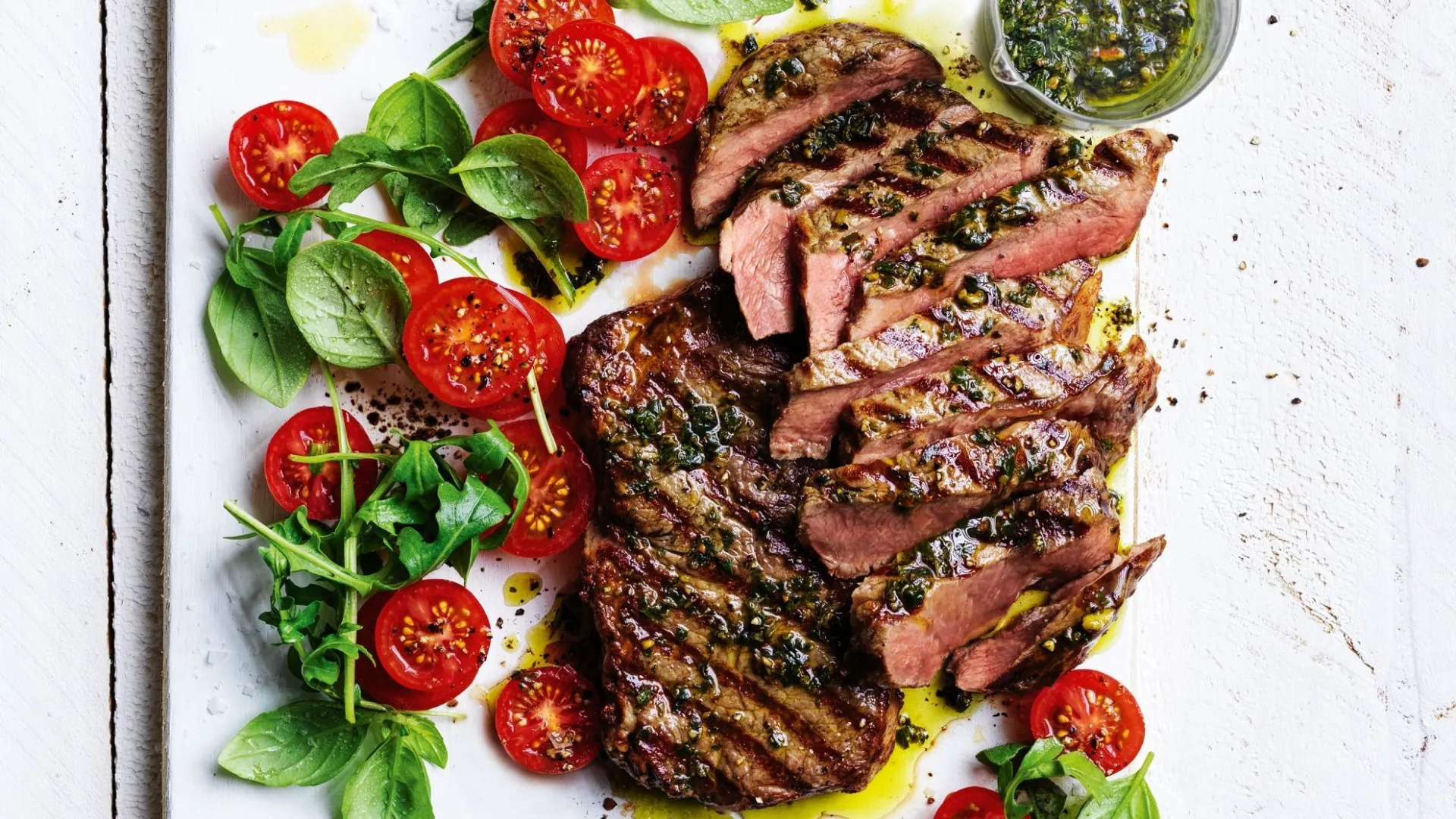 Steak with pistachio pesto recipe